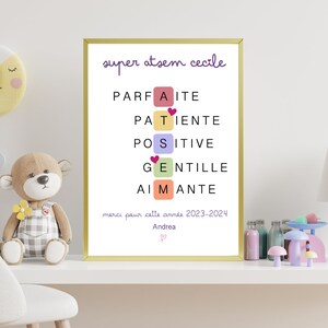 Personalisiertes Atsem-Poster, Atsem-Geschenkposter, Schulgeschenk, Geschenk zum Jahresende, Geschenk für Atsem und Lehrer