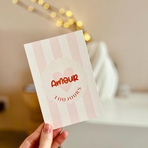 Affiche ou Carte "Amour Toujours" - carte Saint-Valentin - carte à rayures - carte amour - idée cadeau Saint-Valentin