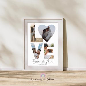 Cartel de AMOR personalizado con fotos - cartel de pareja - regalo de San Valentín - collage de fotos de pareja