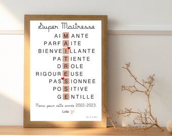 Personalized school teacher poster, teacher poster, teacher gift, end of year gift, gift for teacher