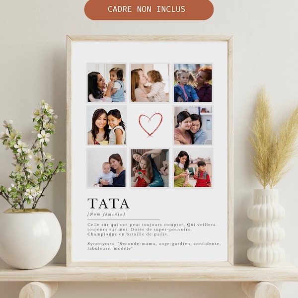 Affiche Tata personnalisée avec photos , cadeau tata, tatie, affiche tata définition