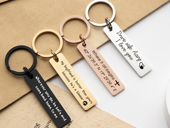 Personalized Keychain Engraved Keychain Stainless Steel Keychain Drive Safe  Keychain Engraved Keyring Custom Bar Keychain Metal Key Chain 