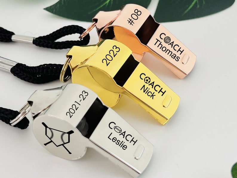 Personalized Stainless Whistle Necklace Custom Coach Whistle Etsy