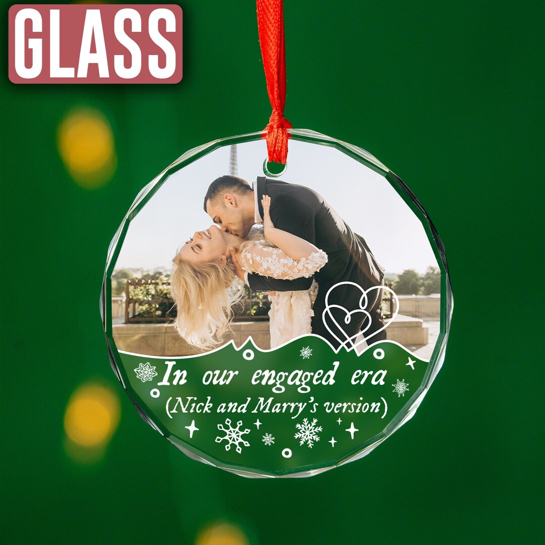 Engagement Ornament, Custom Engaged Photo Ornament, Personalized First