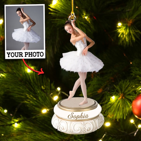 Custom Photo And Name Ornament, Gift For Ballet Dancer, Personalized Photo Ornament, Dancer Gift, Ballet Dancer Ornament, Ballet Music Box
