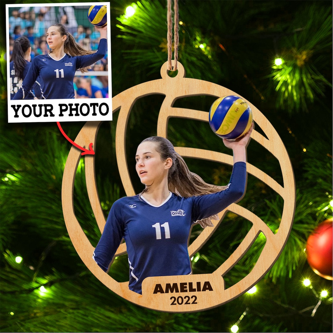 Custom Volleyball Ornament Personalized Photo Volleyball Wood Etsy