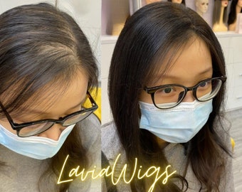 Lavia, handmade Medium density silk based real human Hair Topper, Best for medium hair loss - cover top area of your head
