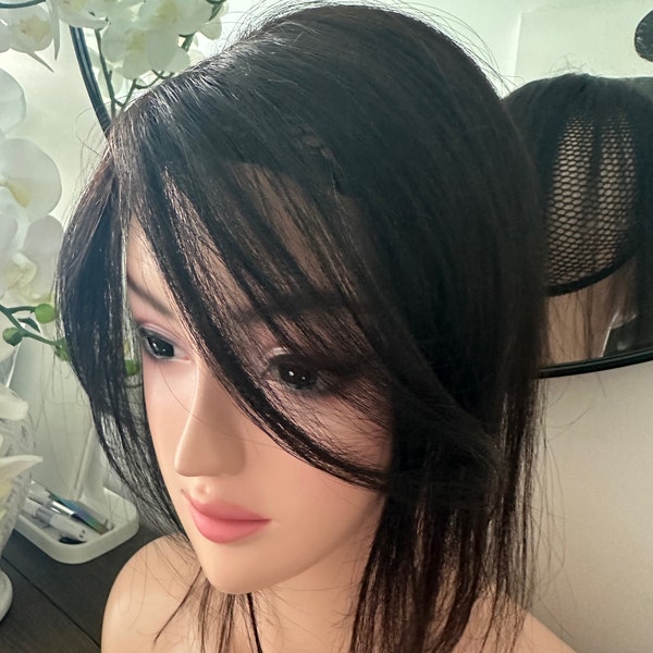 Lavia, 14 inches (35cm) silk based real human hair mini Topper Plus