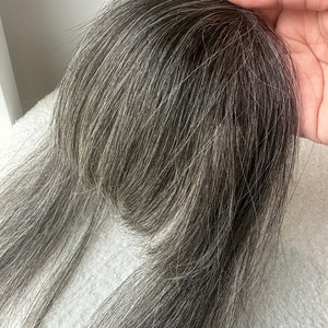 Lavia - handmade Thick Salt and Pepper Front Hair bangs, real human hair fringe clips, dye and heat tooks Ok