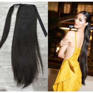 Lavia, ponytail clip in with hair wrap around hair extensions, real human hair, length options from 18 inches (45cm) to 26 inches (65cm)
