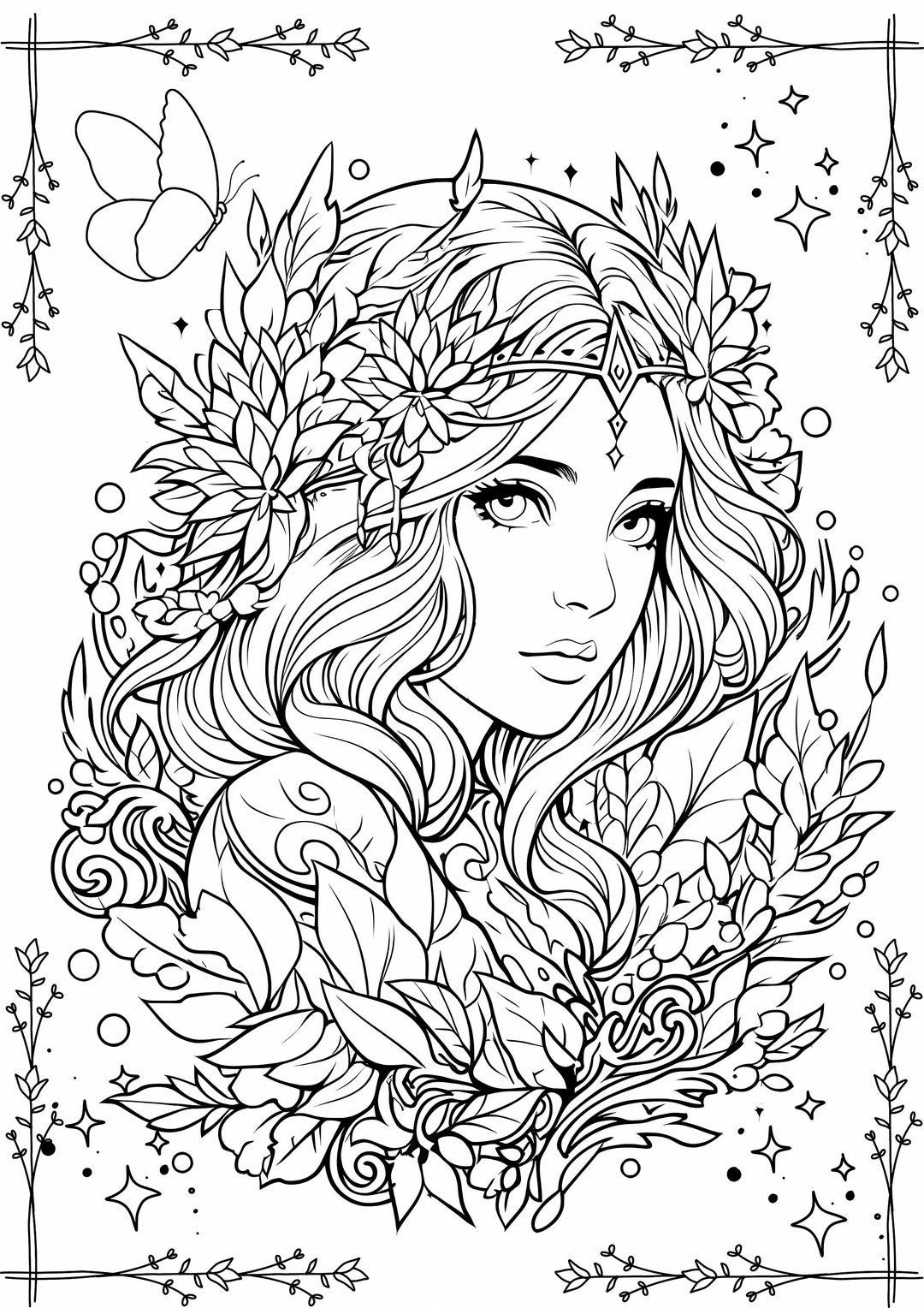 Flower Girl and a Butterfly Coloring Page - Etsy