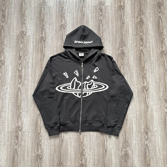 Broken Planet Market Zip-up Hoodie Soot Black Outer Space - Etsy Canada