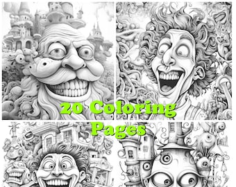 Crazy Fun Coloring Pages: Whimsical Designs (PNG Digital Download)