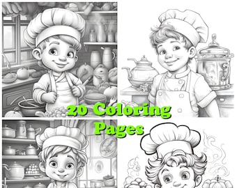 Little Chef Coloring Pages, 20 Designs (Digital Download)