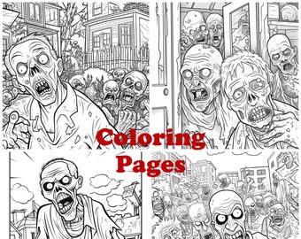 Zombie Coloring Pages: 15 Undead Designs (PNG)