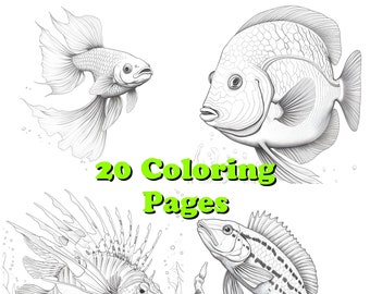 Tropical Fish Coloring Pages: Exotic Coral Reef Designs (Digital Download)