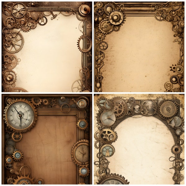 Steampunk Border Paper Collection for Invitations, Functions or Art