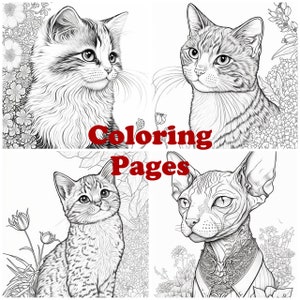 Cat Coloring Pages, Cat Coloring Sheets, Kitten Coloring Pages, Cat Art