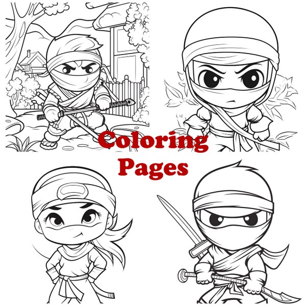 Little Ninja Coloring Pages, Cute Ninja Coloring Sheets, Ninja Coloring Book
