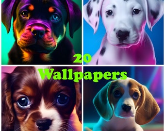 Puppy Dog Wallpapers, 20 PNG Backgrounds (Digital Download