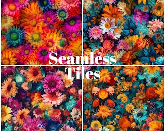 Bright Floral Seamless Patterns: Colorful Tile Designs (PDF)