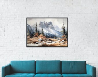 Watercolor Mountain Print: Smart TV Desktop Background (Digital Download)