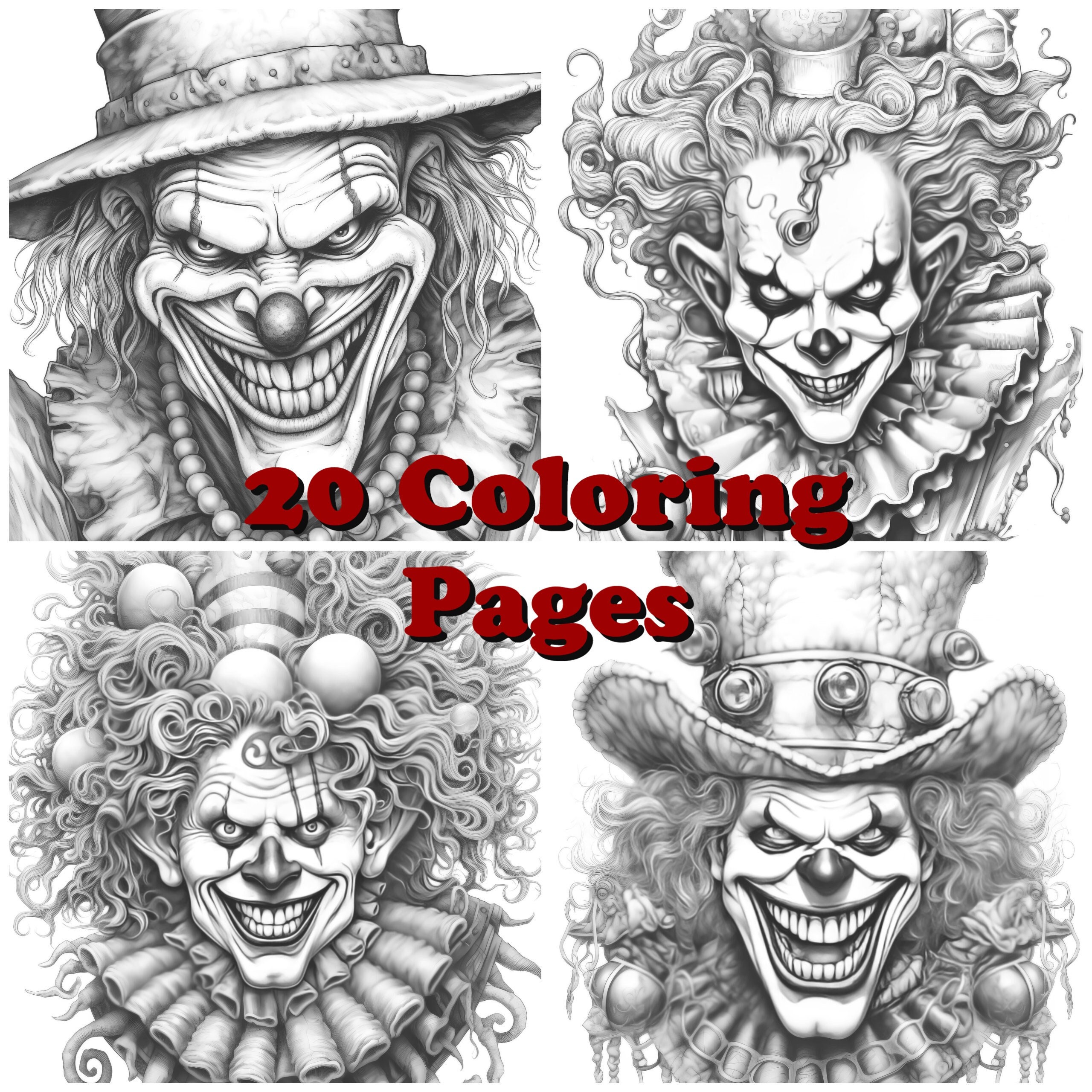 Scary Clown Faces Coloring Pages - Il Fullxfull.5172276636 Jis5
