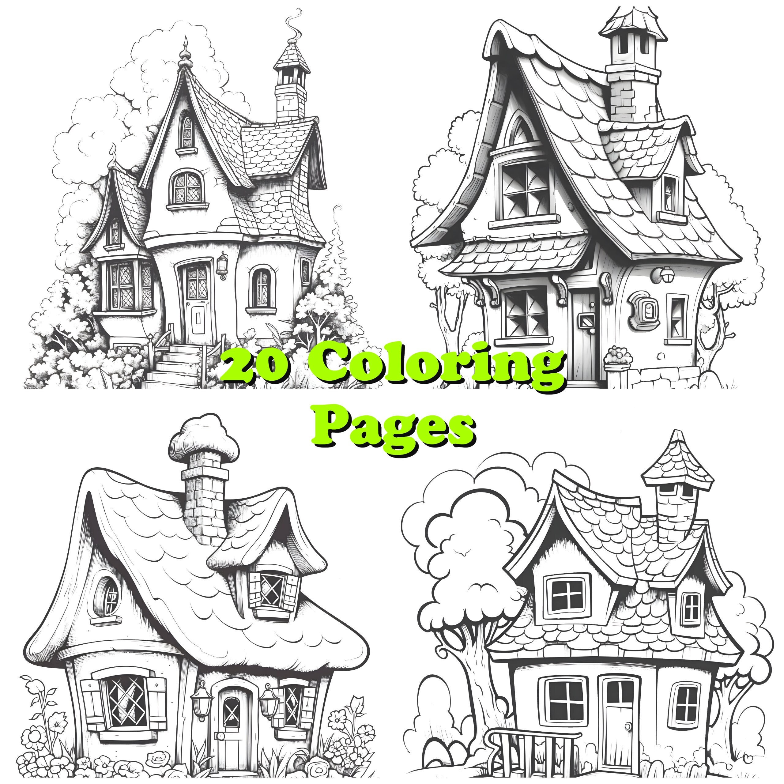 Cute Home Coloring Pages, House Coloring Sheet, Beautiful Home Coloring Book - Etsy