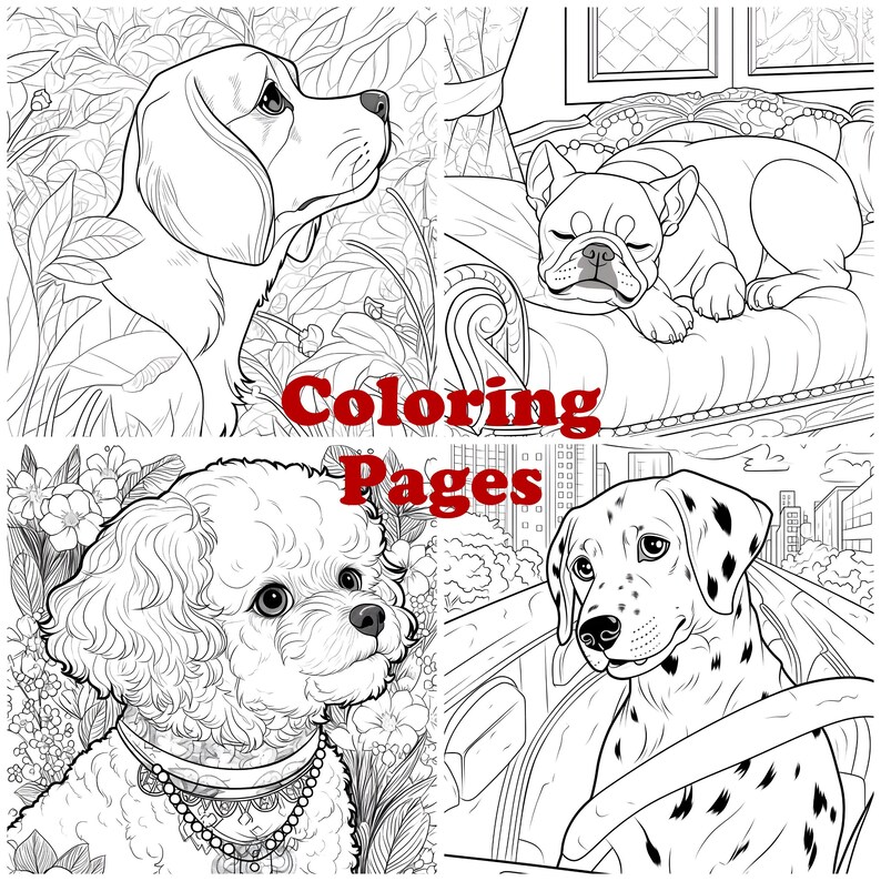 Dog Coloring Sheets Dog Coloring Pages Puppy Coloring Book - Etsy