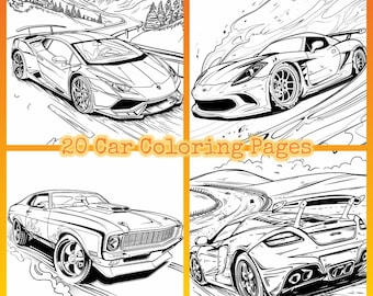 Racing Car Coloring Pages for Kids & Adults: 20 PNG Designs (Instant Download)