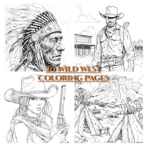 Wild West 2 Coloring Pages, Wild West 2 Coloring Sheet, Cowboy Coloring Book, Western Coloring Sheet