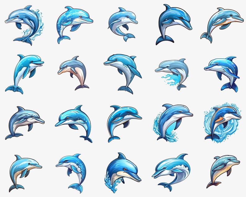 Dolphin Clipart, Dolphin Art, Printable, Scrapbooking, Stickers ...