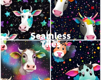 Colorful Cow Seamless Pattern: Fun Tiled Background (PNG Files)