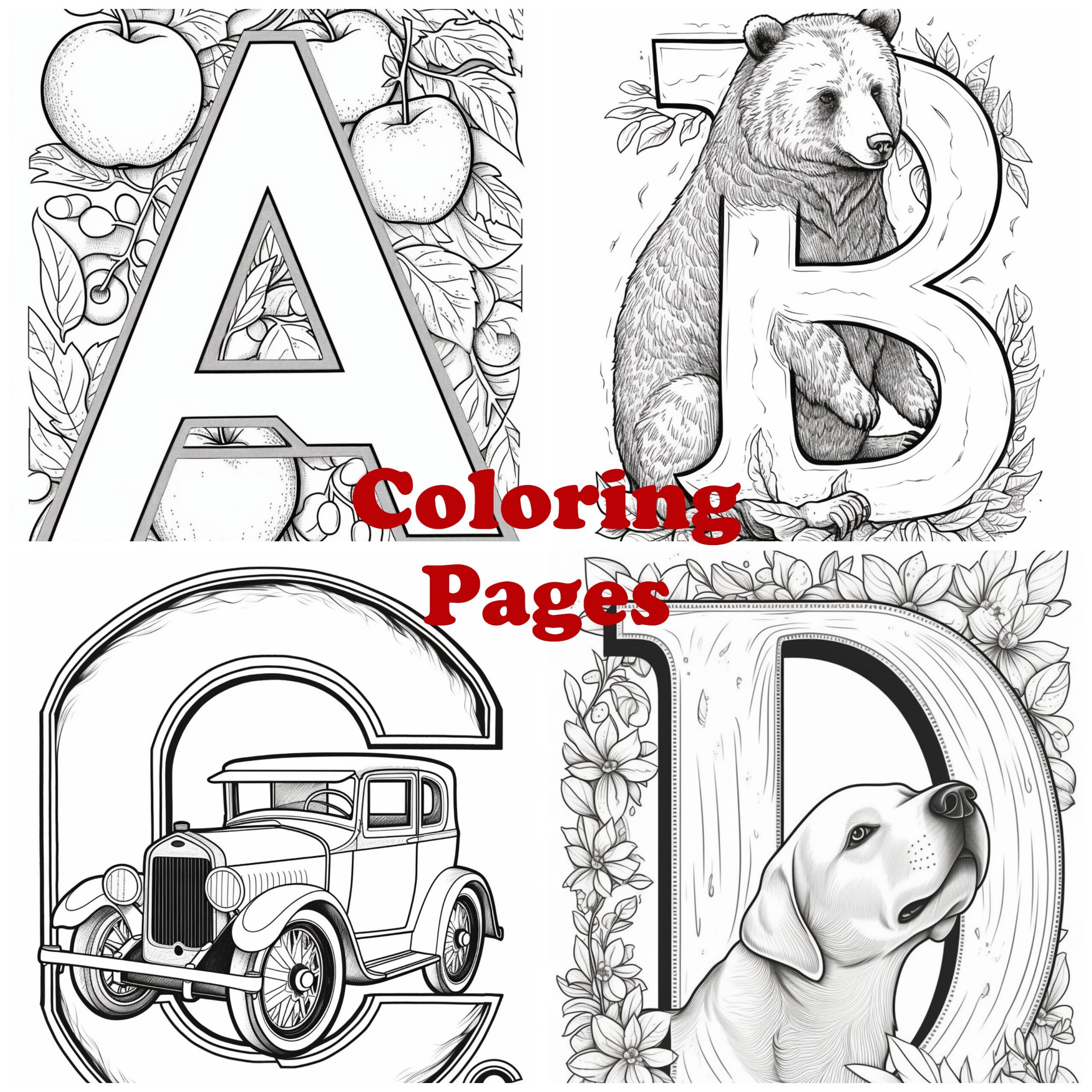 Alphabet ABC Coloring Pages - Etsy