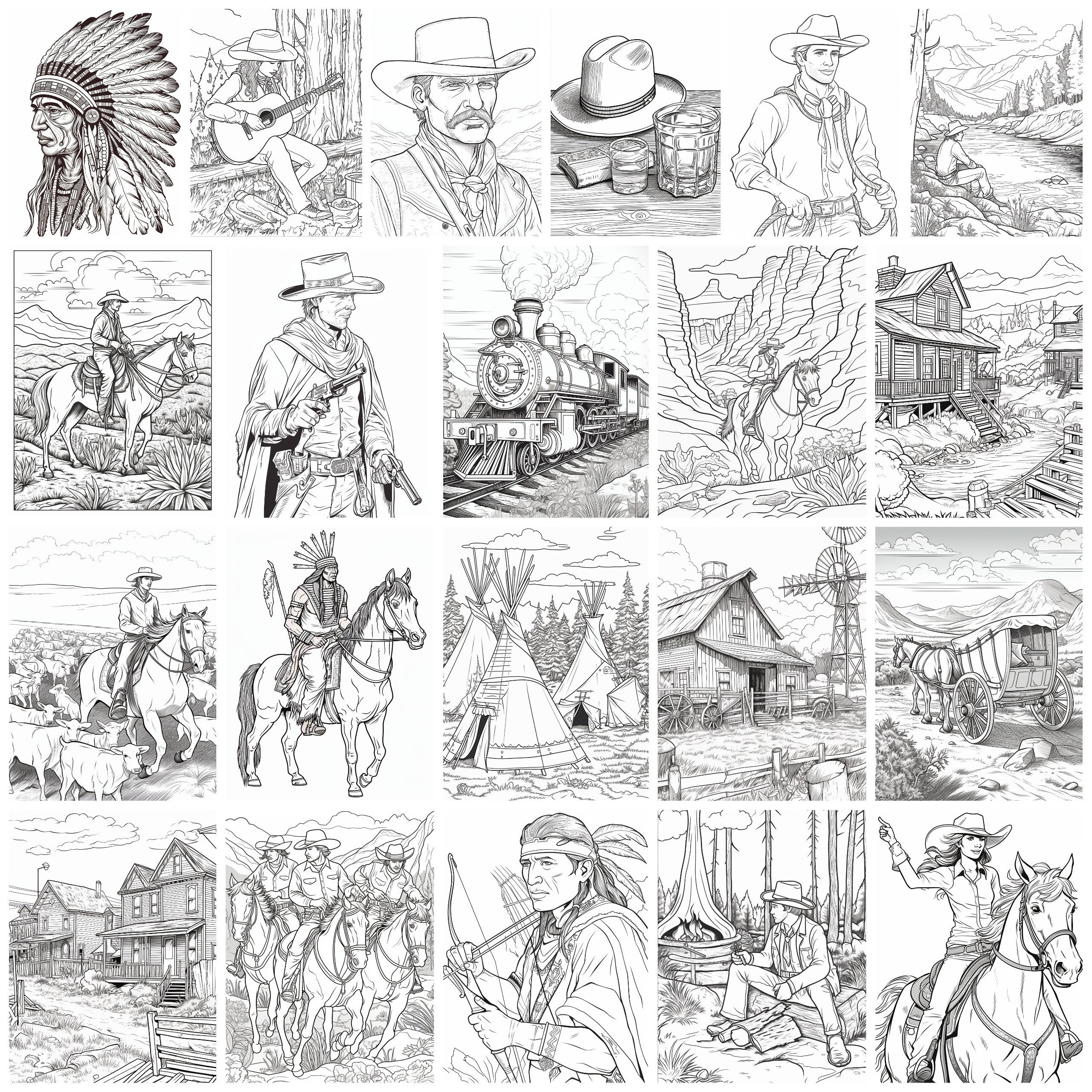 Wild West Coloring Pages, Wild West Coloring Sheet, Cowboy Coloring