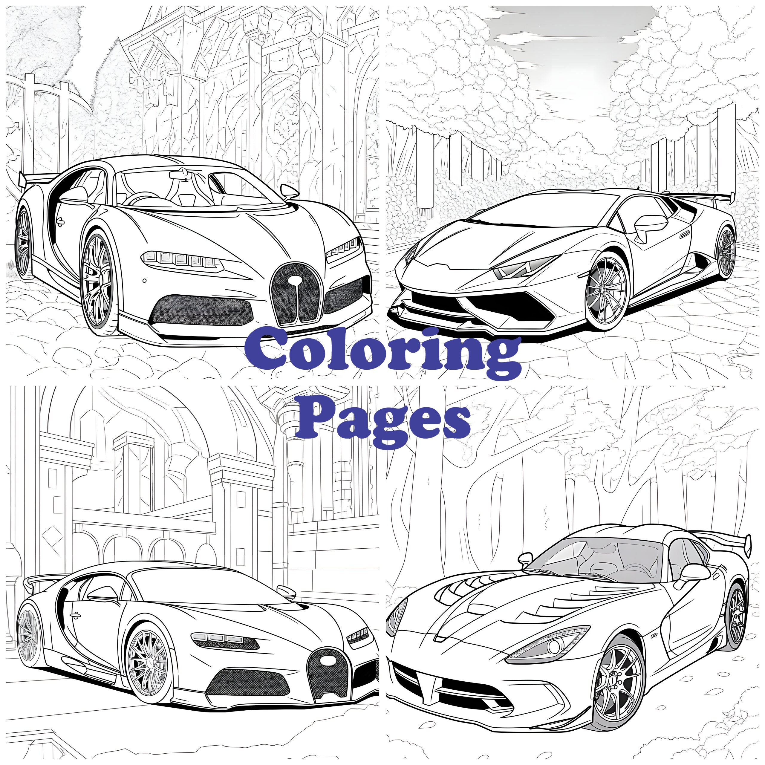 Race car coloring books for kids ages 4-8: luxury cars coloring