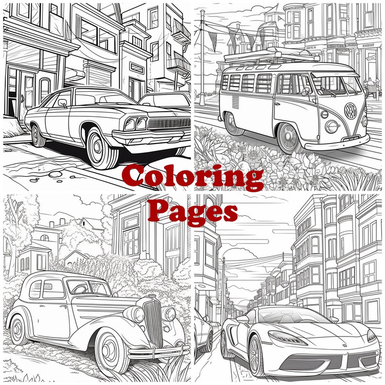 Car Coloring Pages, Car Coloring Sheets, Classic Cars, Car Art, Car
