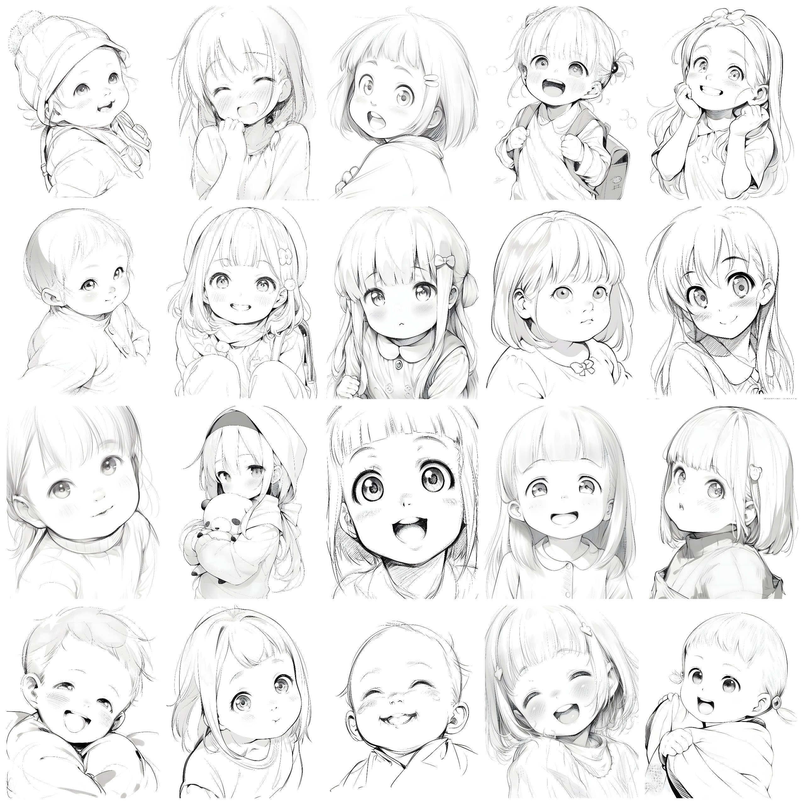 Anime Kids Coloring Pages, Anime Kids Coloring Sheets, Anime Kids