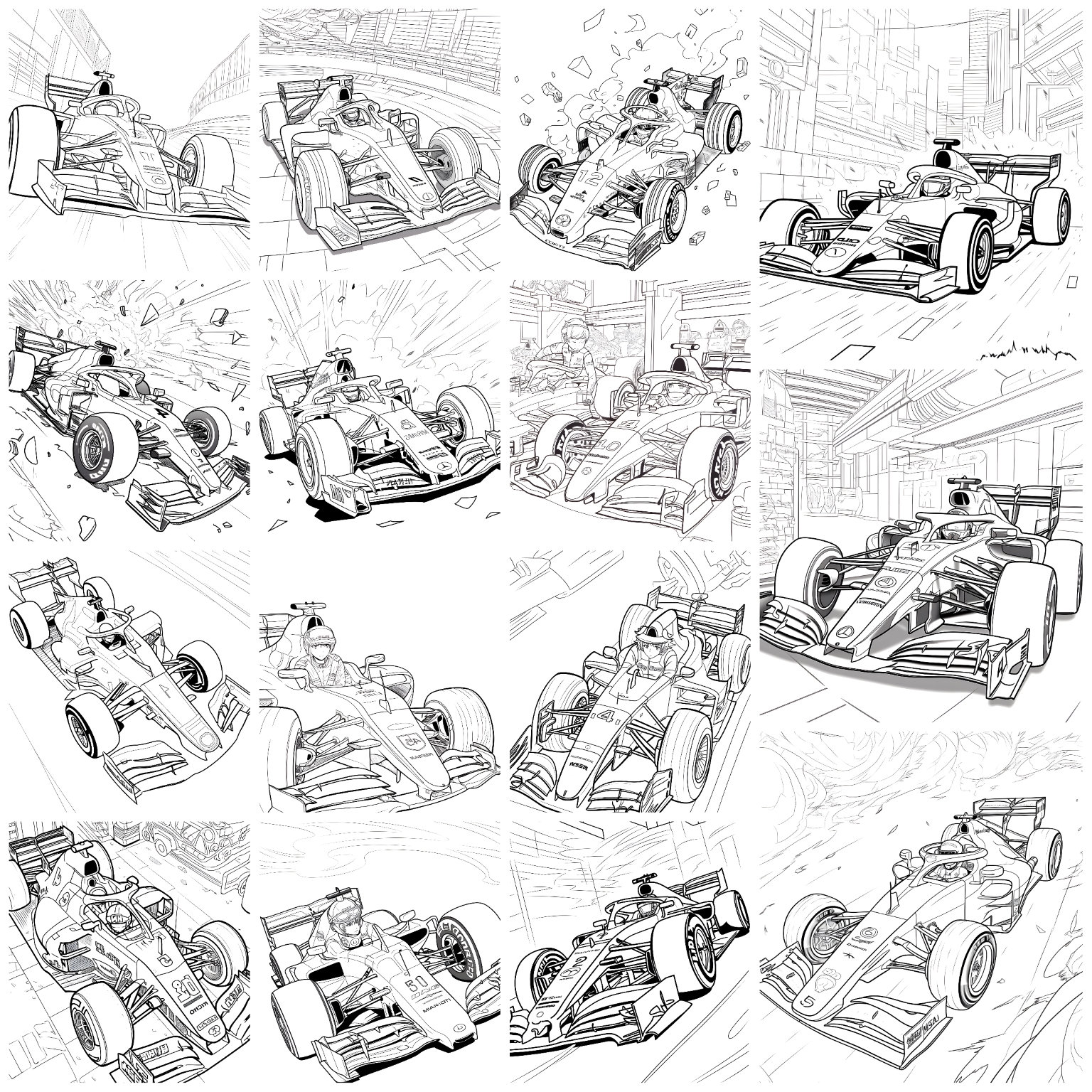 Racing Car Colouring Page