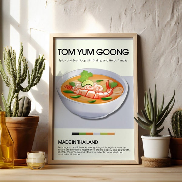 Tom Yum Goong Dinner Wall Art I Kitchen Wall Art I Thai Food Prints I Food Wall Art I Cafe Posters I Kitchen Decor I Digital Download