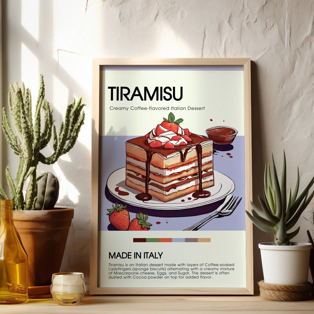 Tiramisu Dinner Table Wall Art I Kitchen Wall Art I Italian Food Prints