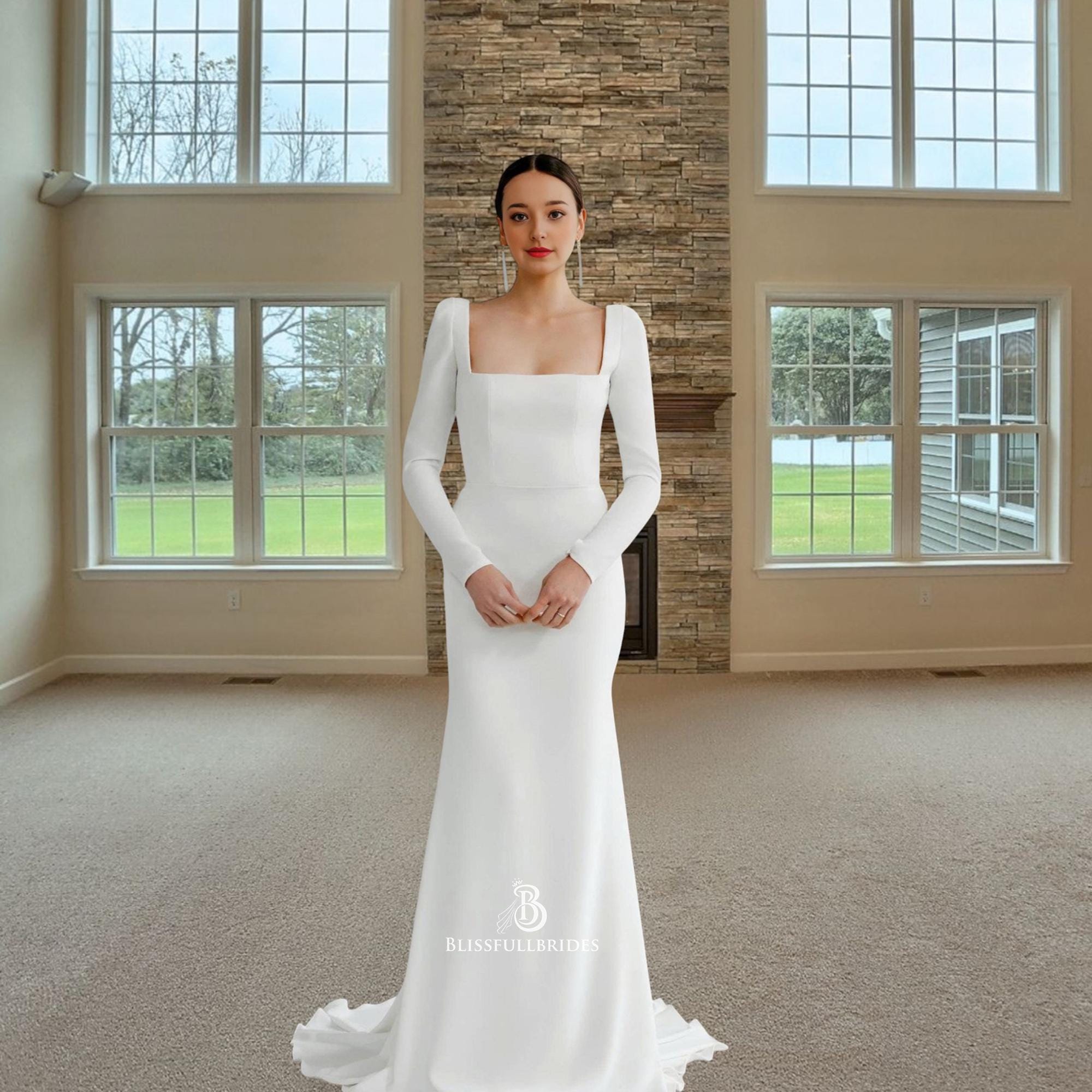 White Long Sleeve Backless Dress