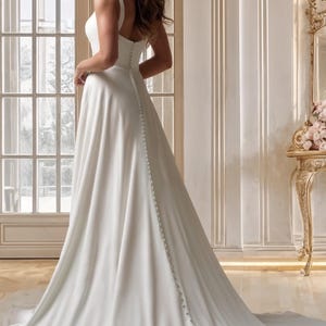 Satin A-Line Wedding Dress: Square Neck Minimalist Bridal Gown