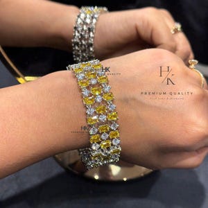 Silverpläterat amerikanskt diamantarmband med tre rader och strålande ädelstenar passar storlek 2.4, 2.6
