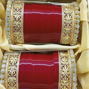 Maroon Bridal Bangle Set: Kundan Pearl Indian Chooda