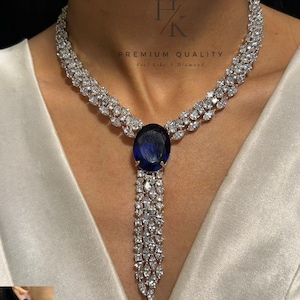 Ensemble de colliers décoratifs en ZC bleu émeraude : bijoux de mariée indiens