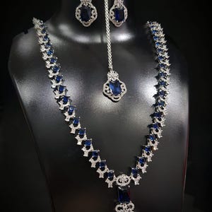 Emerald diamond celebrity inspired Necklace set, American Diamond Necklace,Elegant Jewelry, bridal Jewelry, Indian jewelry,Pakistani jewelry
