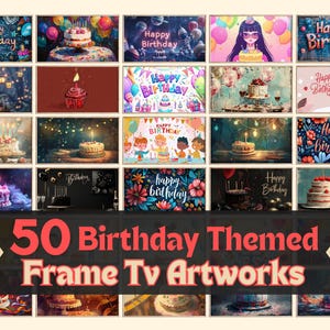 50 Frame TV Art Birthday Bundle, alles Gute zum Geburtstag Samsung The Frame TV Artwork, Feier Fernsehrahmen Bild Bilder Art Mode Dekoration