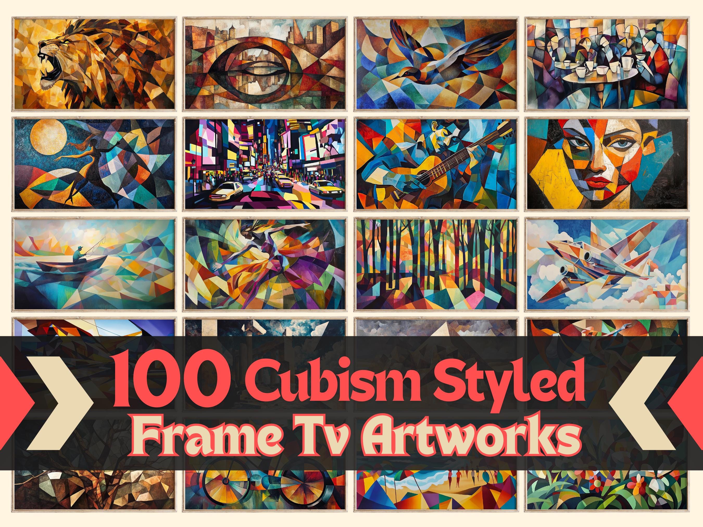 Cubism Styled Frame TV Art Bundle, Cubist Samsung Frame TV Artwork Set ...
