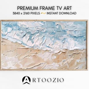 Summer Frame Tv Art Samsung Tv Coastal Art Abstract Blue Ocean Waves Soft Blue Seascape Beach Painting Tv Art Cool Tone Texture Screensaver